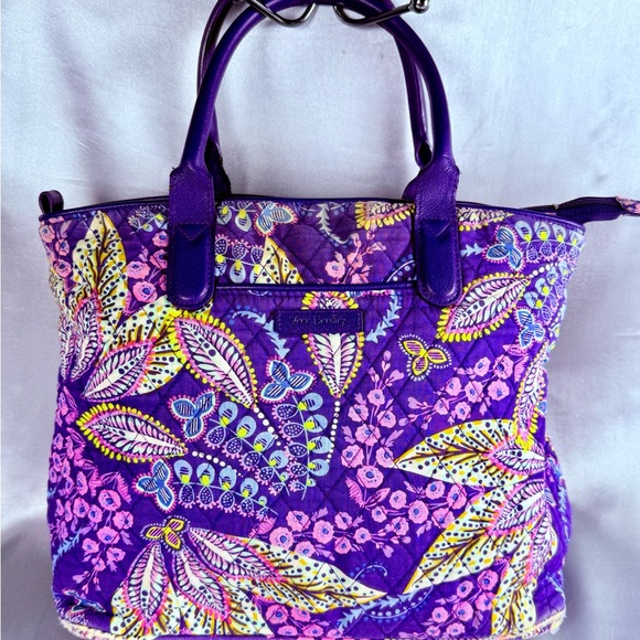 VERA BRADLEY TOTE BATIK LEAVES Purple Shoulder Bag